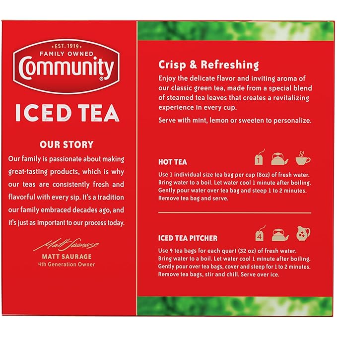 Community Coffee Signature Iced Tea, 48 Family Size Tea Bags, 48 Count Box (Pack Of 1) - Bloomnest