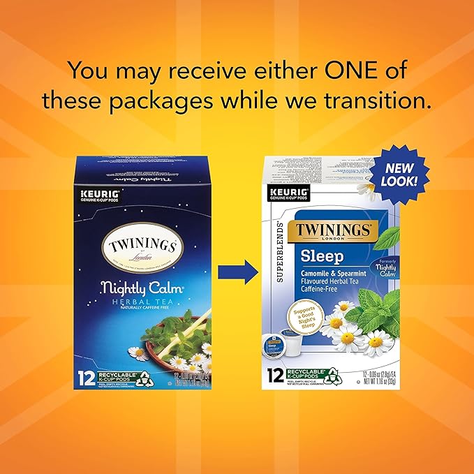 Twinings Sleep Herbal Tea 72 K-Cup Pods for Keurig, 12 Count (Pack of 6), Formerly Nightly Calm, Camomile, Spearmint, & Lemongrass, Naturally Caffeine-Free, Enjoy Hot or Iced - Bloomnest