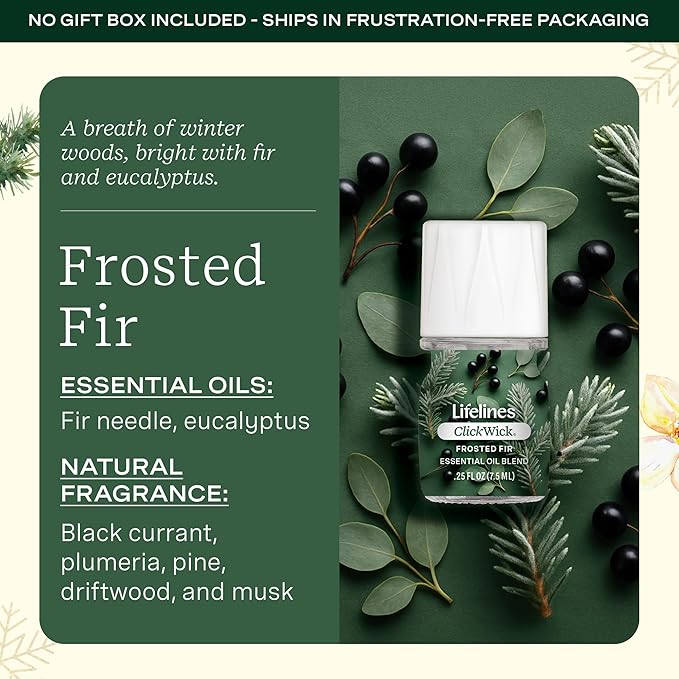 Lifelines ClickWick Essential Oil Blends for Lifelines Diffusers, 3-Pack Frosted Fir Set – Essential Oil Blend Refill for Candle, Plant & Shower Aromatherapy Diffuser – Fragrance for Diffusers - Bloomnest