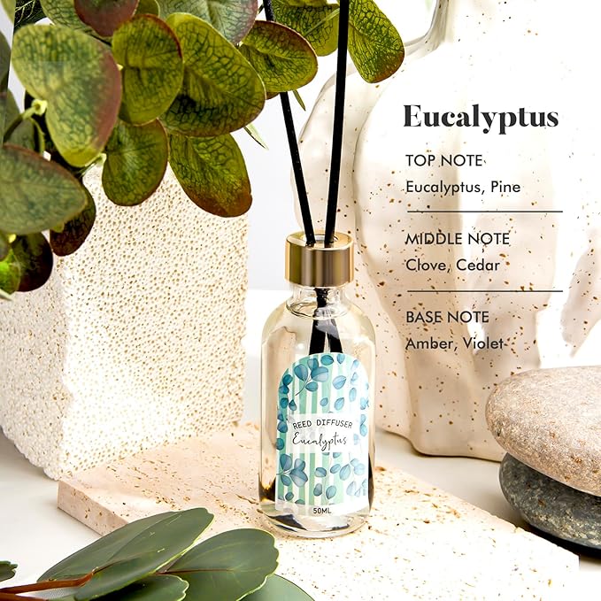 3 Pack Reed Diffuser Set, Linen Eucalyptus Citrus Scented Oil Reed Diffusers for Home, Bathroom, Office Decor, Aromatherapy Diffuser with 15 Sticks, 1.7 Fl. Oz Each, Total 5.1 Fl. Oz - Bloomnest