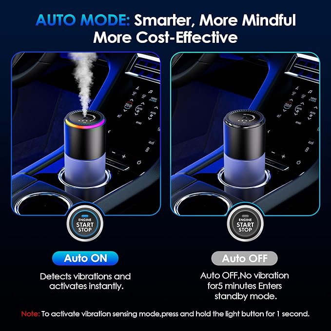 Car Air Freshener,Smart Car Air Freshener, car Diffuser with 150 ML (5oz) Capacity Multi-fragrance, RGB Music Syncing Light, Auto On/Off (Oceans) - Bloomnest