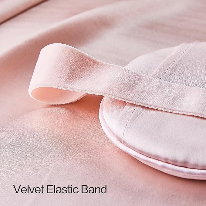 22mm Mulberry Silk Beauty Sleep Mask with Velvet Band & Travel Pouch, Light Blocking, Hair & Skin Friendly,Pink Gift Packaging - Bloomnest