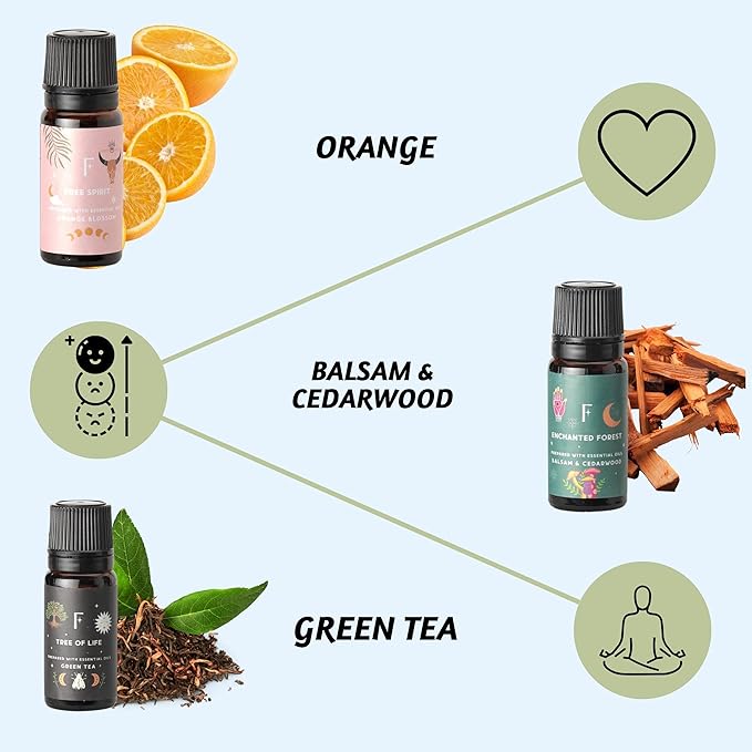 Folkulture Essential Oils for Diffuser Oil | Set of 6 Fragrance Oil or Diffuser Oils Scents for Home | Diffuser Essential Oil | Fragrance Oil for Diffusers- White Sage, Cedarwood - Bloomnest