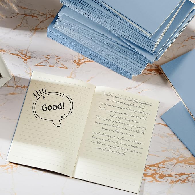Mimorou 100 Pcs Journals Notebooks Bulk - Kraft Softcover A5 Small Notebooks 5.5 Inch x 8.3 Inch Notepads with 60 Page 30 Sheet for Writing Sketch Travel Office Supplies(Light Blue,Lined) - Bloomnest