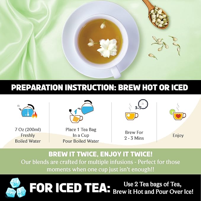 BREWIX, Jasmine Green Tea (25 Pyramid Tea Bags) | High Grown Green Tea from Himalayas with Jasmine | Caffeinated Tea Loose Leaf | High Elevation Grown - Bloomnest