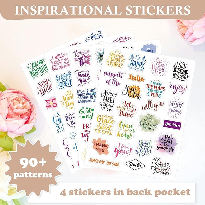 Gratitude Journal with 4 Inspirational Stickers: Undated Daily Gratitude Journal for Women and Men - More Happiness, Affirmation, and Mindfulness in A Few Minutes with Prompts & Quotes (Beige) - Bloomnest