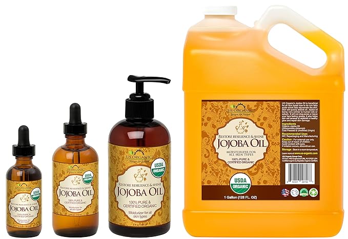 US Organic Jojoba Oil, USDA Certified Organic,100% Pure & Natural, Cold Pressed Virgin, Unrefined, Haxane Free, Sourced from Middle East directly (Small (2oz, 56ml))
