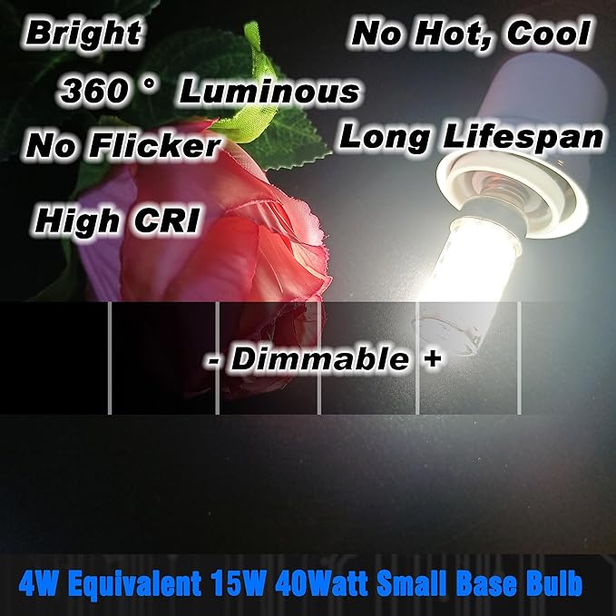 E12 Candelabra LED Light Bulbs Dimmable 4W Equivalent 40 Watt 450lm 6000K Bright Daylight White Candle Bulbs for Chandelier Pendant Dining Rooms Living Rooms Bedrooms Office, 4 Pack - Bloomnest