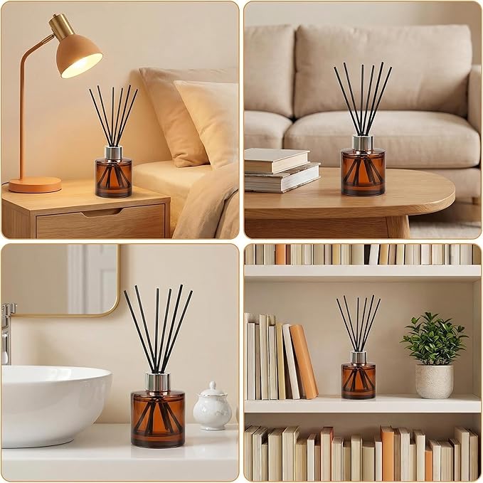2 PCS 50ml/1.7oz Empty Aromatherapy Diffuser Bottles Amber Essential Oils Containers DIY Fragrance Accessories Diffuser Craft Projects for Wedding Party Home Fragrance Bathroom Decoration Bloomnest