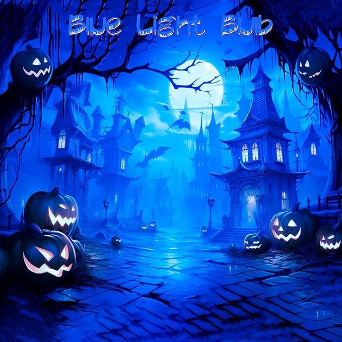 4 Pack 3.2 Inch T10 Blue Light Bulb, E26 Base Edison Bulbs Dimmable, AC 120V 60 Watt Equivalent Clear Glass Filament Bulb, Halloween Christmas Party Bar Colored Light Bulbs, UL Listed - Bloomnest
