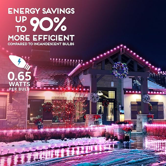 HLO Lighting Set of 25 Pink C9 Faceted LED Christmas Light Bulbs for Indoor & Outdoor Use | Durable Replacement Bulbs - Bloomnest