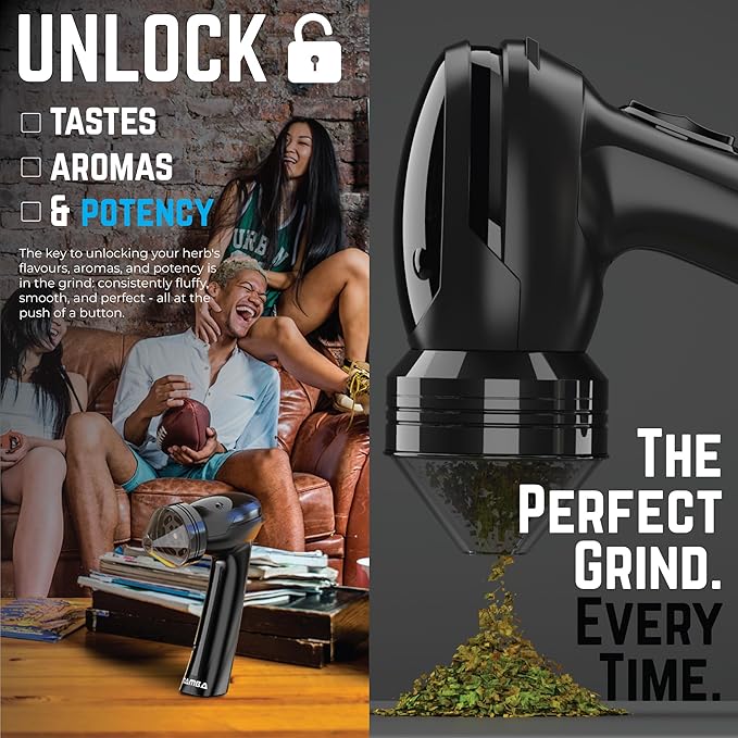 Mamba Original 1g Black USB Electric Herb Grinder. Small Portable Metal Herbal Machine & Spice Mill for the Kitchen - Bloomnest