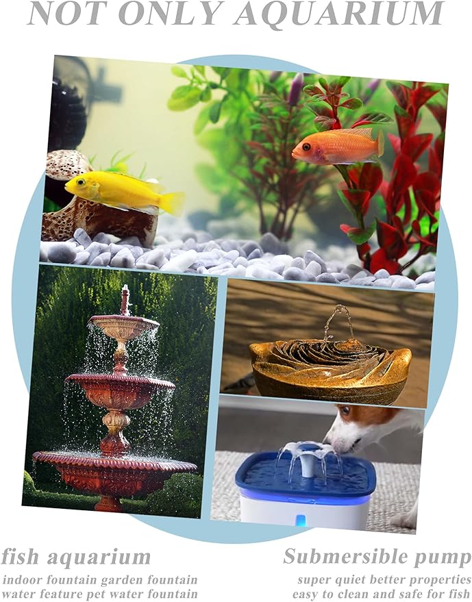 alizzy 50GPH(180L/H) Small Aquarium Pump, 3w Ultra Quiet Submersible Water Pump with 1.6ft Tubing for Fountain, Fish Tank, Hydroponic and Pet - Bloomnest