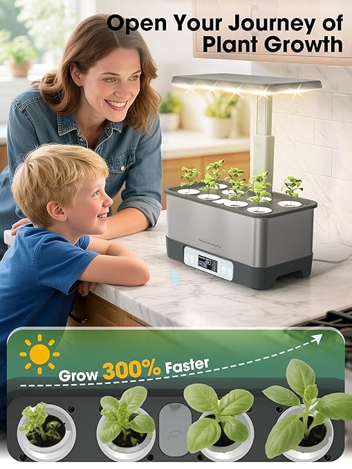 Hydroponics Growing System Kit, 8 Pods Smart Indoor Herb Garden with WiFi App Control, Seeds Pod Kit,LED Grow Light,Stainless Steel Herbs Planter for Lettuce,Basil,Gardening Gifts - Bloomnest