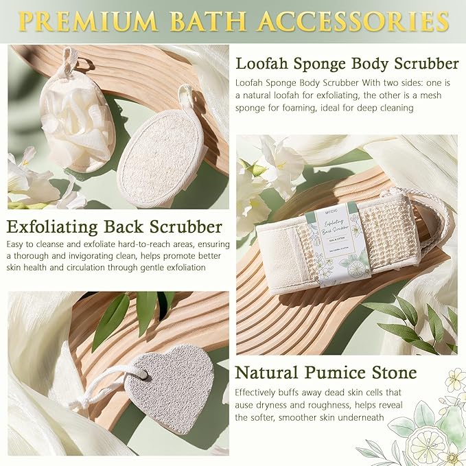Birthday Gifts for Women, Bergamot Jasmine Relaxing Spa Gift Baskets for Women Self Care Package Bath Gift Set, Home Bath and Body Kit Pampering Valentines Day Gifts for Her Womens Mom Friends Sister - Bloomnest