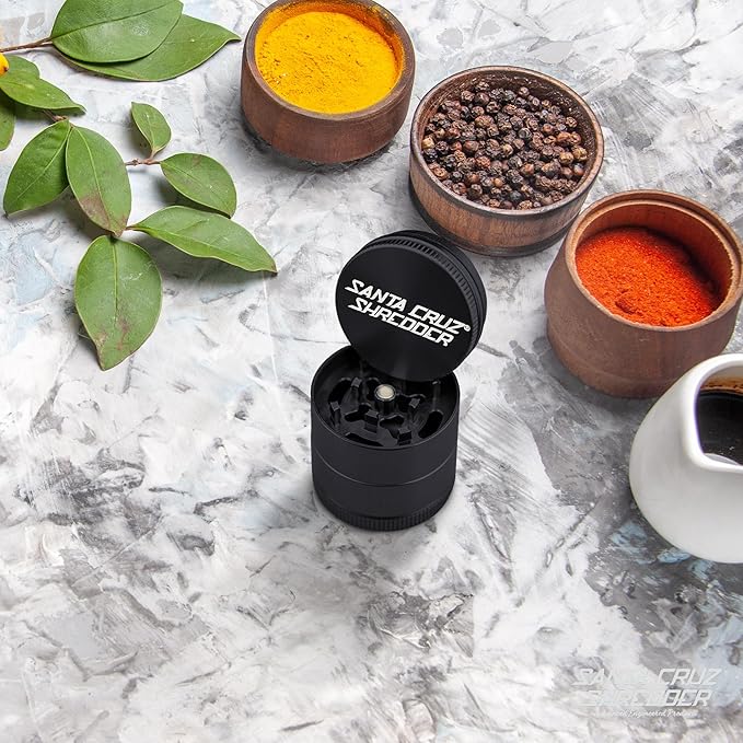 Santa Cruz Shredder Metal Spice Grinder Made in USA (Small (1.7 Inch), Black) - Bloomnest