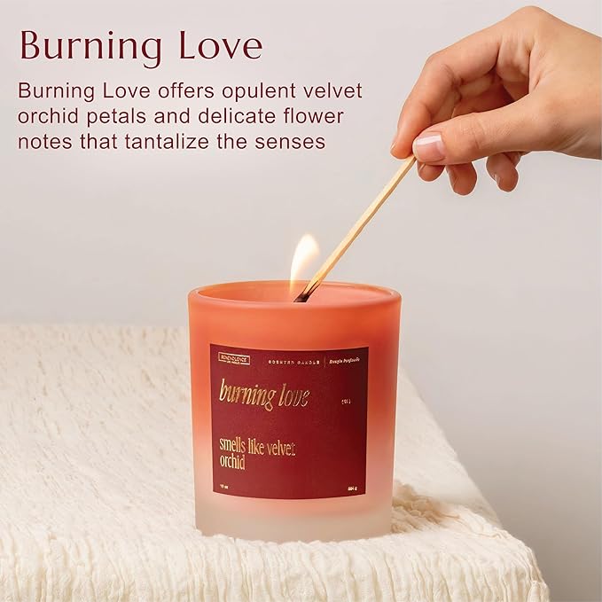 Benevolence LA Burning Love Scented Candles | 10 oz, 40-50 Hour Burn, Love Candle for Women | Romantic Gifts for Women and Men | Gift for Husband, Wife, Girlfriend | Fall Candles - Velvet Orchid - Bloomnest