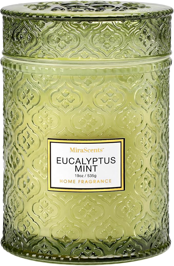 Eucalyptus Mint Scented Candles, Large Natural Soy Candle, 88 Hours Burning Time, Decorative Candles in Glass, Aromatherapy Candle Gift for Women, 19oz - Bloomnest