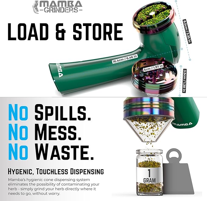 Mamba Original 1g Green USB Electric Herb Grinder. Small Portable Metal Herbal Machine & Spice Mill for the Kitchen - Bloomnest