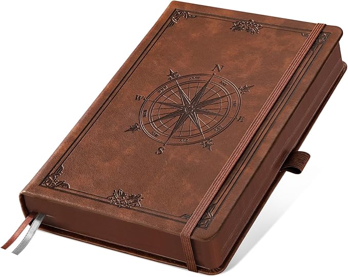 AHGXG Thick Journal Lined Notebook for Men - 320 Numbered Pages A5 College Ruled Notebook for Writing, 100gsm Paper, Vintage Leather Hardcover, for Women Work Office School, 5.75'' X 8.38''- Brown - Bloomnest