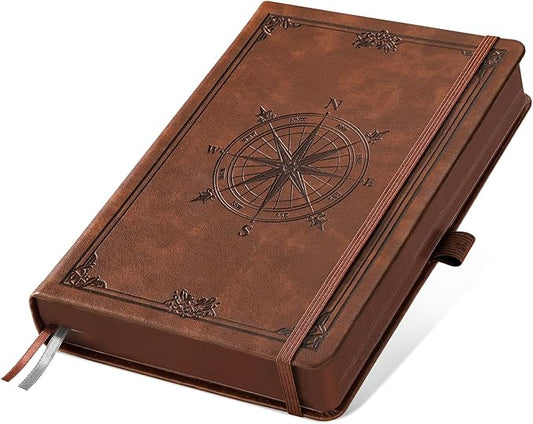 AHGXG Thick Journal Blank Notebook for Men - 320 Numbered Pages A5 Notebook for Writing, 100gsm Plain Paper, Vintage Leather Hardcover, for Women Work Office School, 5.75'' X 8.38''- Brown - Bloomnest