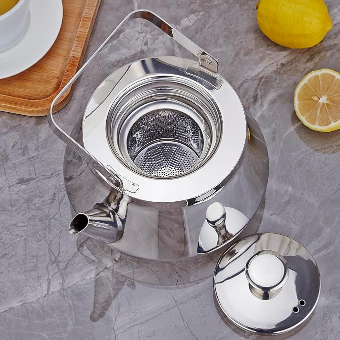 SANQIAHOME 2.1 Quart stainless steel teapot with Infuser A modern, minimalist style