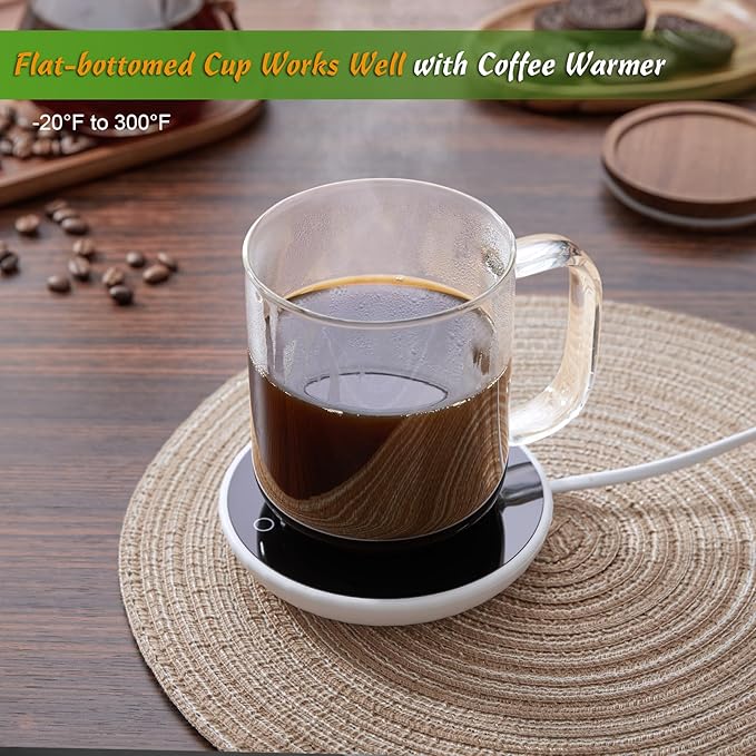 DRASTAR Glass Coffee Cups, 16 oz Coffee Mugs, Flat Bottomed Cups with Acacia Wood Lid, Glass Tea Cup with Handle, Clear Tea Cup Set of 2 - Bloomnest