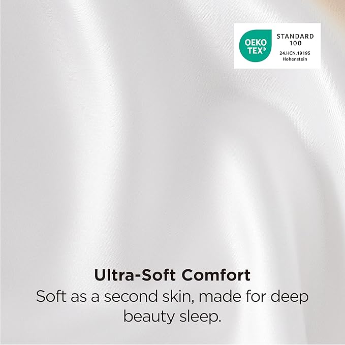 Bedsure Satin Pillowcases, Similar to Silk Pillow Cases Queen Size Set of 2, Pure White Cooling Pillow Case for Sleeping Women with Envelope Closure, Gifts for Women Men, 20x30 Inches, 2pcs - Bloomnest
