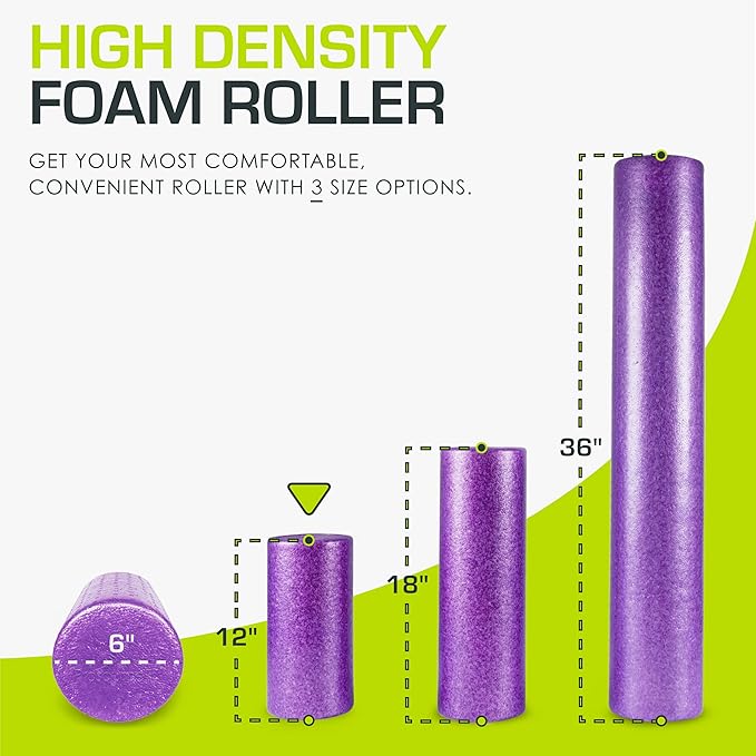 ProsourceFit High Density Foam Rollers 12 - inches Long, Firm Full Body Athletic Massage Tool for Back Stretching, Yoga, Pilates, Post Workout Muscle Recuperation, Black/Blue - Bloomnest