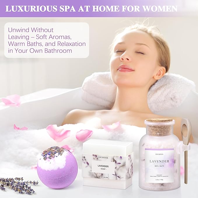 Gifts for Women Spa Gifts Baskets for Women Christmas Birthday Gifts Lavender Bath and Body Sets Mothers Day Gifts Relaxing Self Care Get Well Gift for Mom Her Girlfriends Sister Teacher Friends