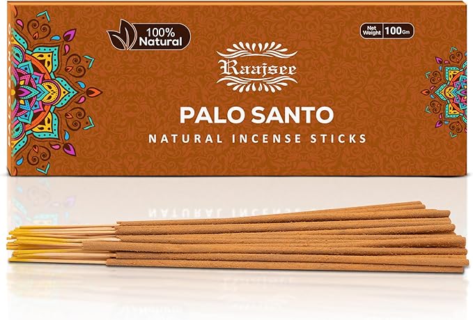 Raajsee Palo Santo Incense Sticks, Holy Wood Aroma for Energy Cleansing & Meditation Organic Non Toxic Clean Burning - Natural, Long-Lasting Incense – 100 gm Pack