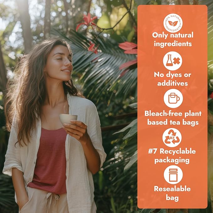 Vital Bloom 120 Tea Bags Ginger Turmeric Cinnamon Tea Bags, Supports Immune Health, Aids Digestion, 100% Natural Ingredients Blended Herbal Tea, Hot or Iced, Eco-Friendly Package, 120 Count - Bloomnest