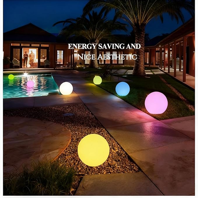 LOFTEK 12-inch LED Dimmable Light Ball: Waterproof Floating Pool Lights with Remote, 16 Colors Sphere Night Light, Cordless & Fast Chargeable, Sensory Toys for Kids, Home, Party, Pool Decor - Bloomnest