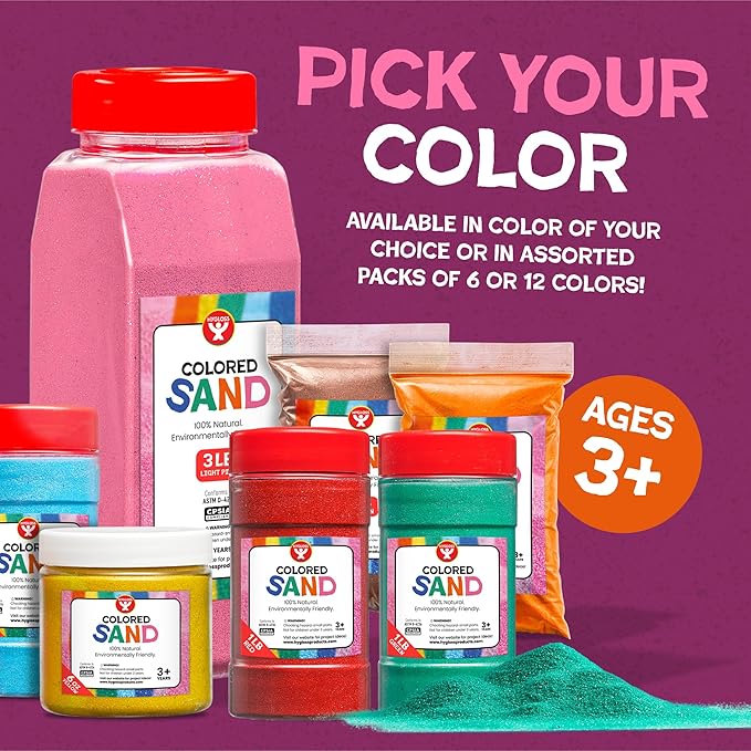 Hygloss Colored Sand for Crafts – 25 lb, Yellow – Vibrant Colorful Fine Sensory Play Sand Art Kits for Kids – Classroom Activities for Children 3 4 5 6 7 8 9 10 11 12 – Safe for Ages 3+ - Bloomnest