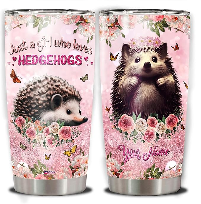 WAZONE Personalized Hedgehog Stainless Steel Tumbler Customized Name Gifts Idea For Hedgehogs Lovers Women Girls On Christmas Birthday Travel Mug 20oz 30oz Insulated Cup Keep Cold Hot Drinks - Bloomnest