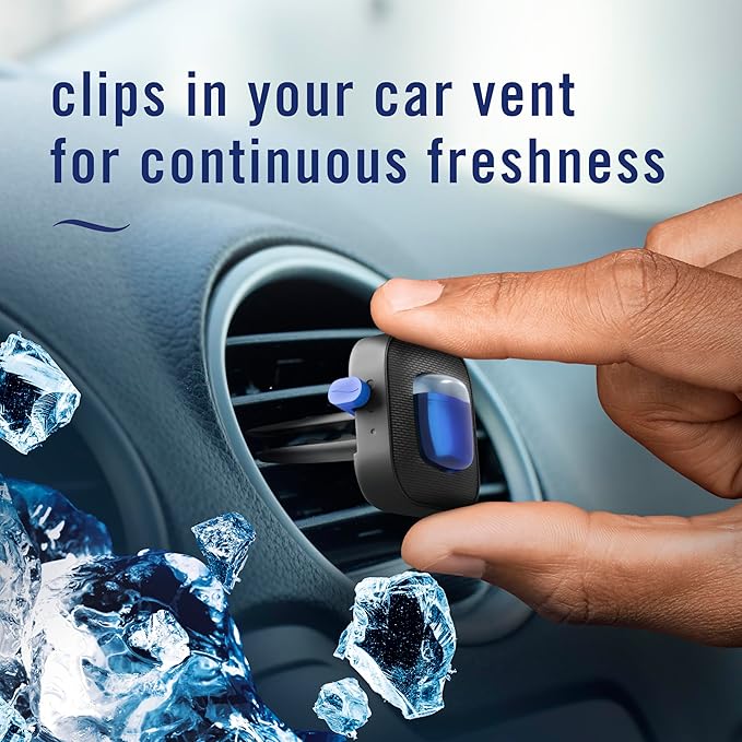 Febreze Car Air Freshener Vent Clip Platinum Ice Scent, .07 oz. Car Vent Clip, Pack of 4 - Bloomnest