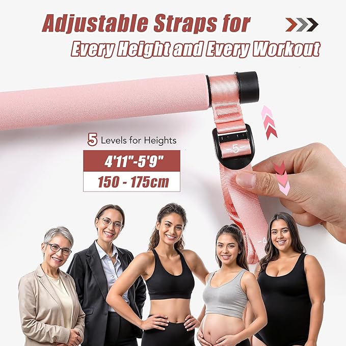Upgraded Pilates Bar Kit with Resistance Bands Natural Latex for Women & Men, Heavy-Duty Stainless Steel Multifunctional Yoga Pilates Stick for Home Gym Exercise Fitness Equipment Full-Body Workouts - Bloomnest