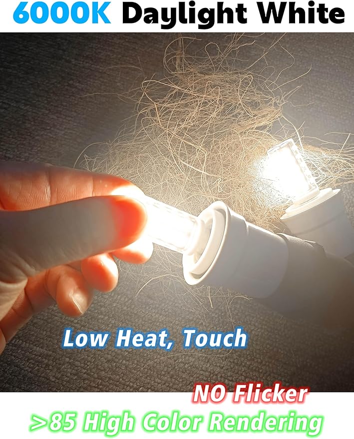 E12 Dimmable LED Light Bulb Equivalent 25w-40W, AC120V 4W 450lm E12 LED Candelabra Bulbs with T6 C7 Small Base, Daylight White 6000K for Ceiling Fan Chandelier Pendant Salt Lamp 8 Pack - Bloomnest