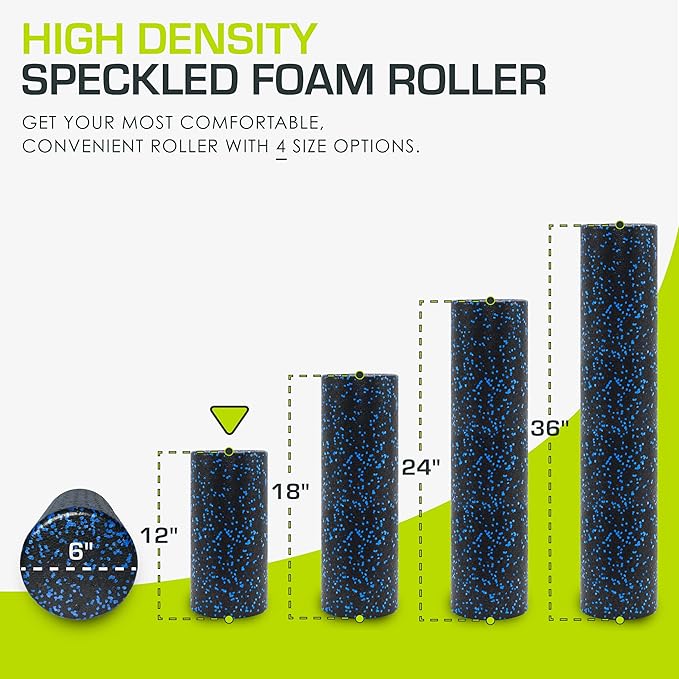 ProsourceFit High Density Foam Rollers 12 - inches Long, Firm Full Body Athletic Massage Tool for Back Stretching, Yoga, Pilates, Post Workout Muscle Recuperation, Black/Blue - Bloomnest