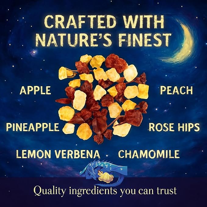 Bellasia Tea Sweet Dreams Cozy Kids Sleepy Time Tea– Relaxing Chamomile Herbal Blend with Real Peach & Pineapple Pieces- Soothing, Caffeine-Free Herbal Tea for Children – Promotes Calm Bedtime Routine - Bloomnest
