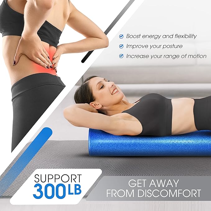 Yes4All High-Density EPP Round Back Roller Foam, Exercise Foam Roller for Yoga, Pilates & Stretching - 12, 18, 24, 36 inch - Bloomnest