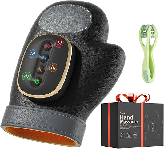 WUX Hand Massager with Heat Compression Relief, 3 Massage 4 Temperatures 5 Compression Models Therapy Glove, Hand Massager for Arthritis and Carpal Tunnel, Great Gift for Men and Women - Bloomnest