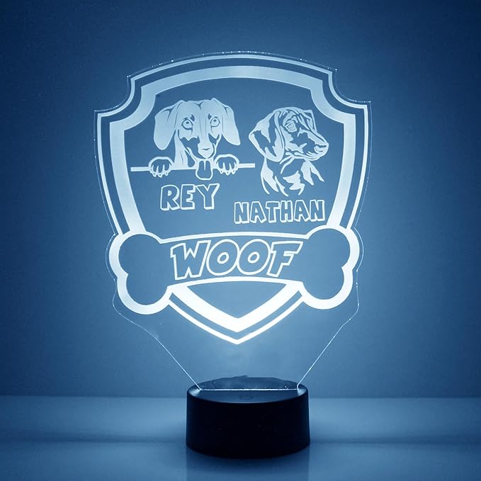 Custom Dog LED Sign Night Light Lamp with Remote, Light Up Display with Personalized Name or Image, Customized and Made in The USA, Clear Acrylic Home Decor Design with 16 Colors, 4 Modes - Bloomnest