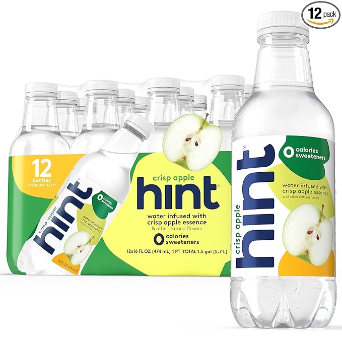 Hint Fruit-Infused Bottled Water, Crisp Apple - Sugar Free Flavored Water with Zero Calories, Naturally Flavored, and No Artificial Sweeteners - 16 Fl Oz (Pack of 12) - Bloomnest