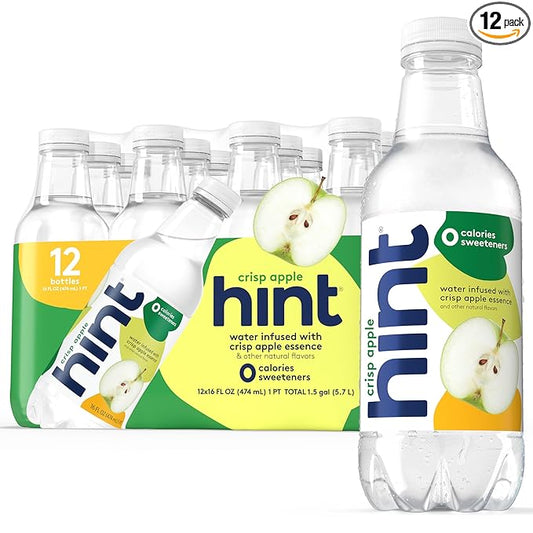 Hint Fruit-Infused Bottled Water, Crisp Apple - Sugar Free Flavored Water with Zero Calories, Naturally Flavored, and No Artificial Sweeteners - 16 Fl Oz (Pack of 12) - Bloomnest