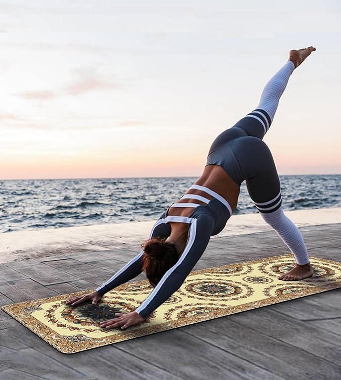 Non Slip Yoga Mat TPE Workout Mat for Men Women, Thick Workout Mat with Carrying Strap, Fitness Mats for Exercise, Yoga, Fitness, Pilates, Floor Workouts (72" x 24" x 6mm) - Bloomnest