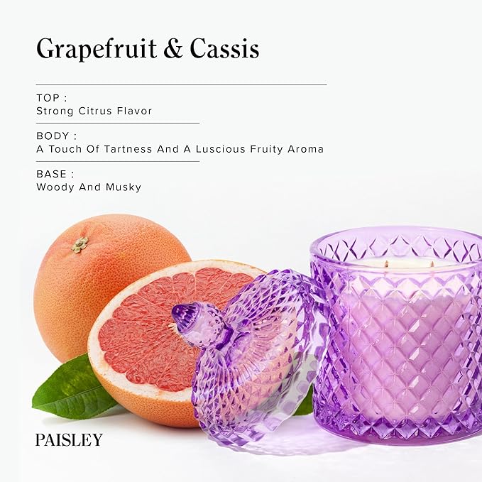 Grapefruit Cassis Scented Candle, 14.8oz Natural Soy Wax, Large Wood Wick Candles for Home Scented, 80 Hours Long Burning &Clean Burn & Non Toxic, Luxury Candle Gift for Women & Men - Bloomnest