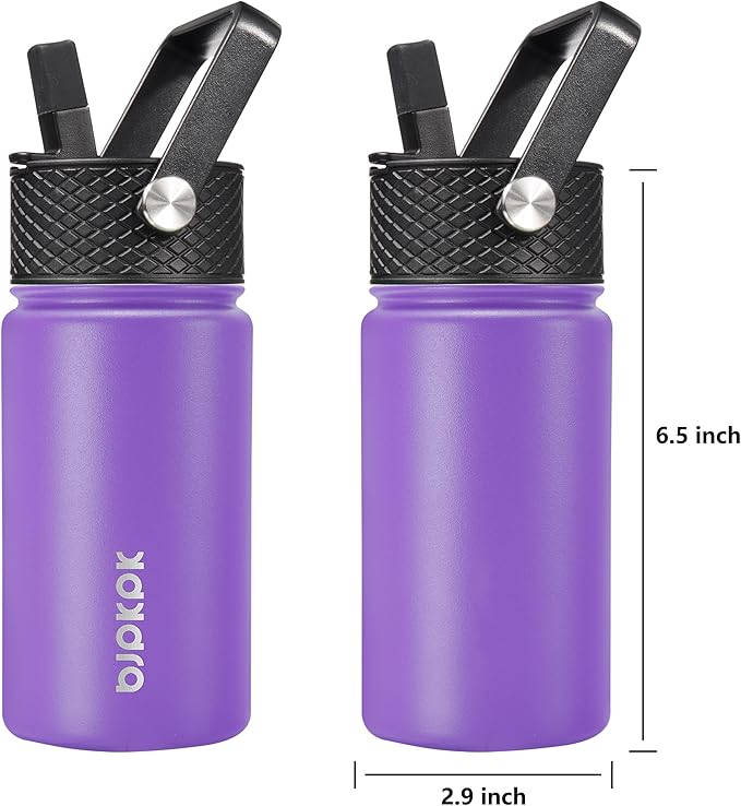 BJPKPK Water Bottle with Straw Lid, 15 oz Insulated Water Bottle, Stainless Steel Metal Water Bottles, Reusable Leak Proof BPA Free Thermo, Flask, Cups, Macaron-Modena - Bloomnest