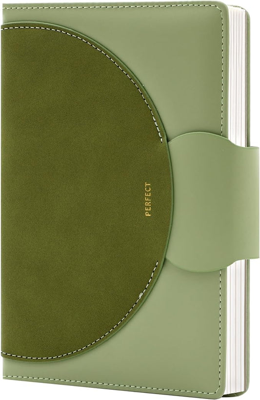 CAGIE Lined Journal for Women, 100GSM Leather Journals for Writing with Buckle Closure,A5 Hardcover Diary Journaling Notebooks for Business Work School Note Taking 5.9" x8.59 (Green) - Bloomnest
