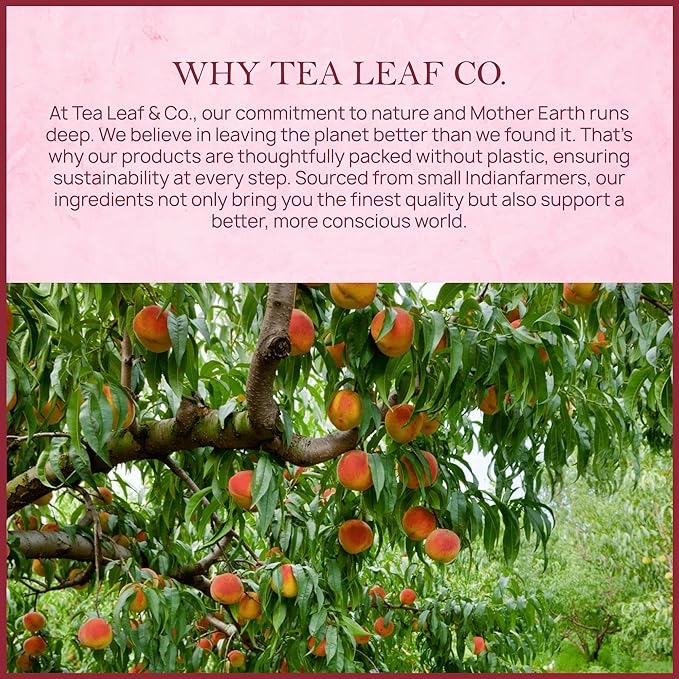 Tealeaf & Co. Peach Ginger Tea Blended with Organic Spices - Organic Black Tea Bags with Ginger & Peach Flavor - Flavored Blend with Low Caffeine - Gluten Free - 50 Teabags - Bloomnest